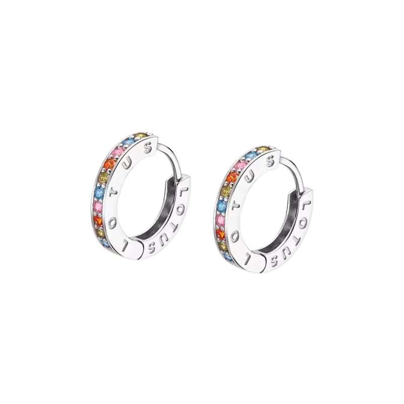 Pendientes Lotus Silver Mujer Aros Circonitas De Colores LP1887-4/5