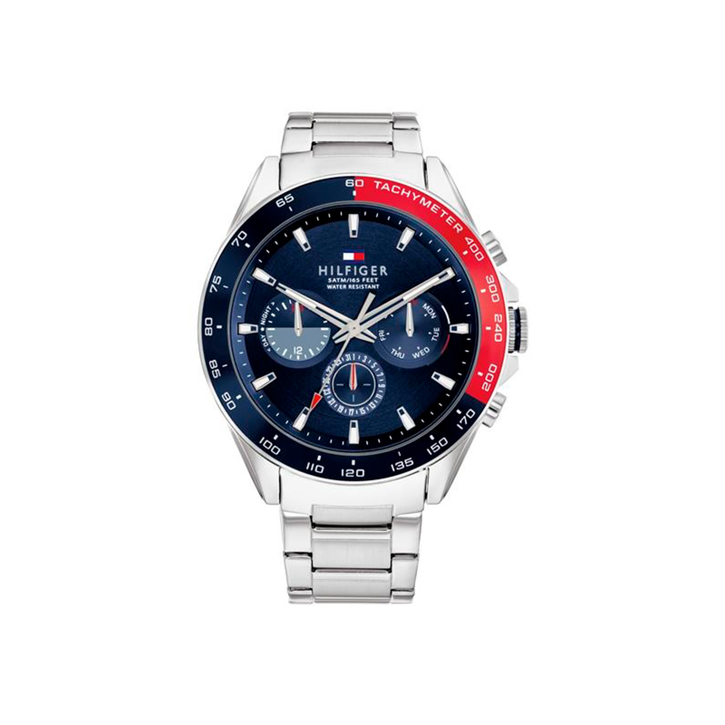 Reloj Tommy Hilfiger Hombre Owen Plateado, Azul y Rojo 1791968
