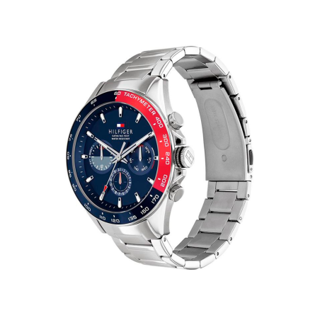 Reloj Tommy Hilfiger Hombre Owen Plateado, Azul y Rojo 1791968
