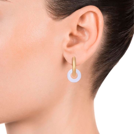 Pendientes Viceroy acero con ip dorado piedra blanca 15141E09019