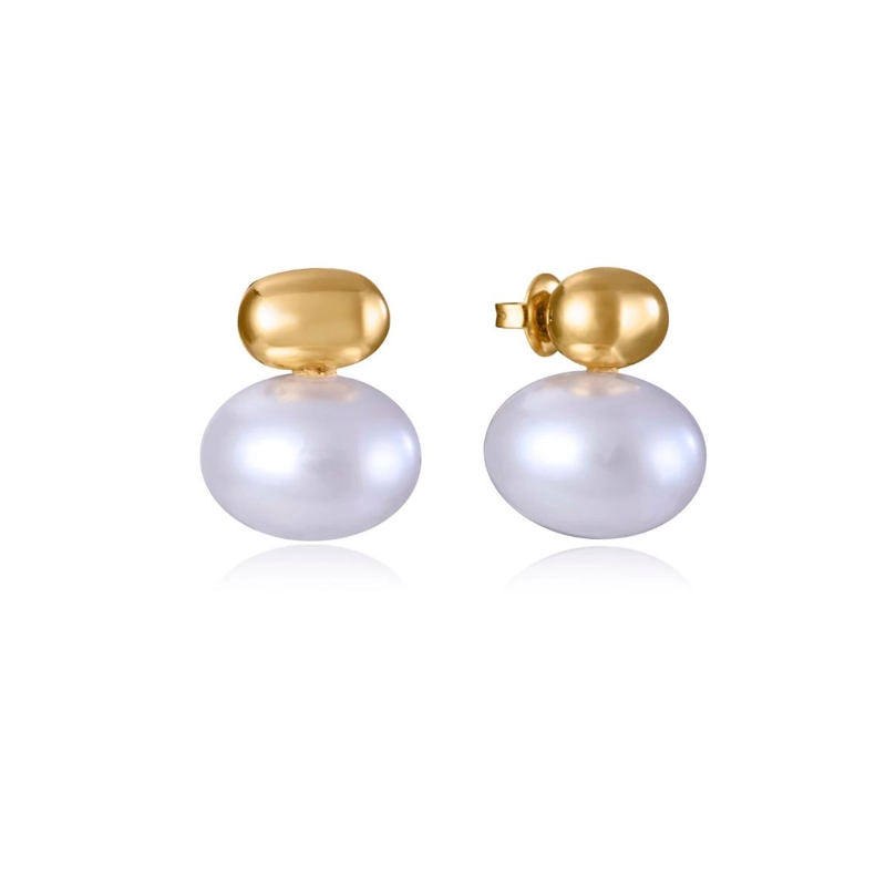 Pendientes Viceroy mujer acero Ip dorado perla sintética 14203E01012