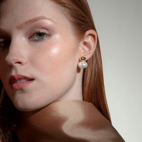 Pendientes Viceroy mujer acero Ip dorado perla sintética 14203E01012