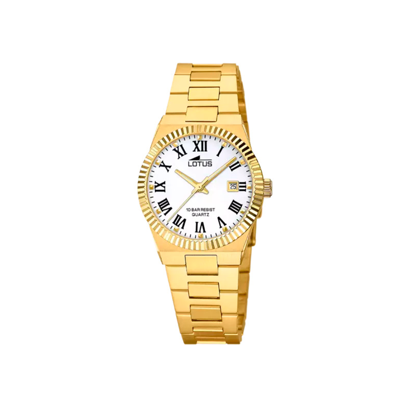 Reloj Lotus Mujer Acero Inoxidable Dorado Esfera Blanca 18840/4