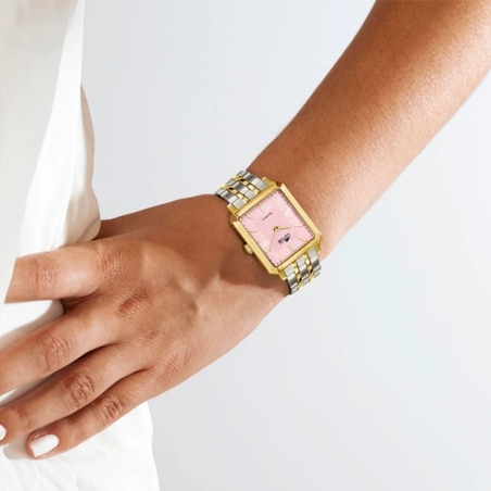 Reloj Lotus Mujer Square Bicolor Con Esfera Rosa 18981/2