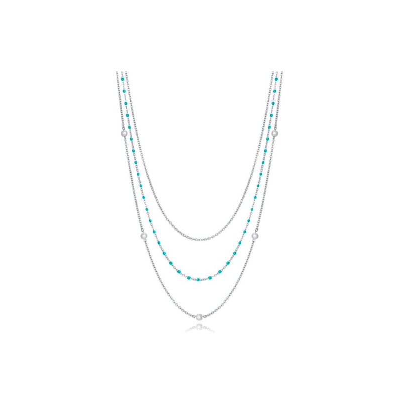 Collar Viceroy chic acero círculo perla y turquesas 75205C01000