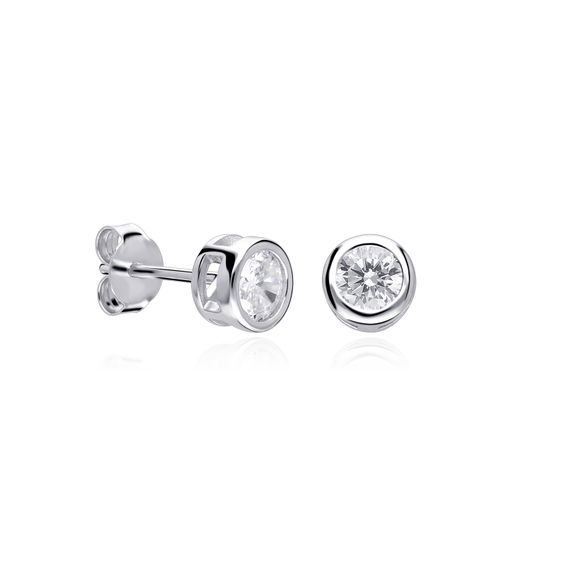 Pendientes Plata primera ley y circonita 6mm "Capri"