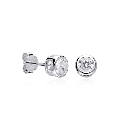 Pendientes Plata primera ley y circonita 6mm "Capri"