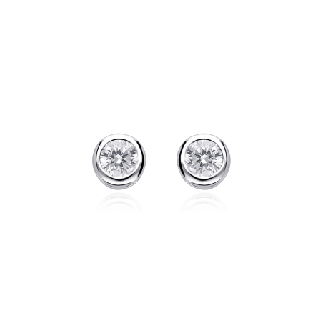 Pendientes Plata primera ley y circonita 6mm "Capri"