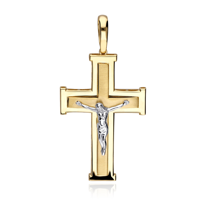 Colgante Cruz Oro bicolor 18k "Caleb"
