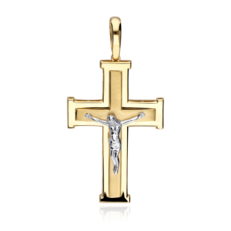Colgante Cruz Oro bicolor 18k "Caleb"