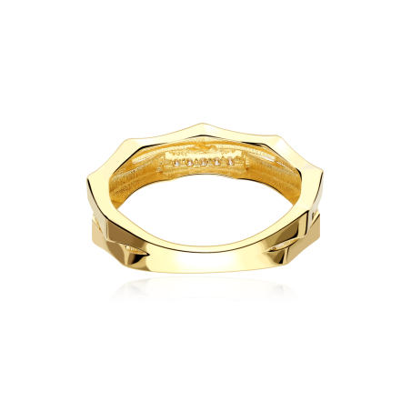 Anillo Oro 18k y Circonitas "Bambú"