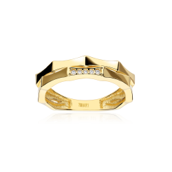 Anillo Oro 18k y Circonitas "Bambú"