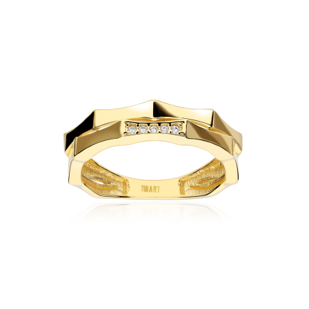 Anillo Oro 18k y Circonitas "Bambú"
