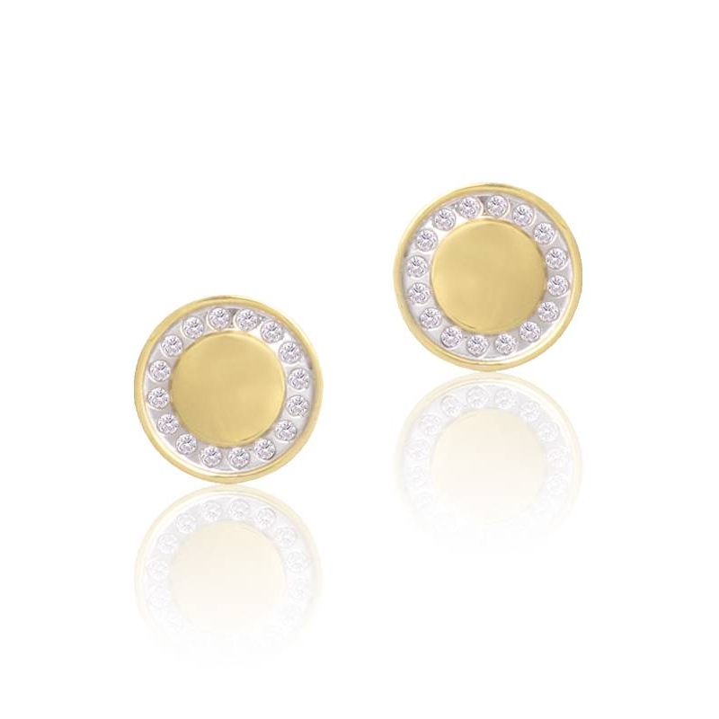 Pendientes Oro 18k redondos con circonitas