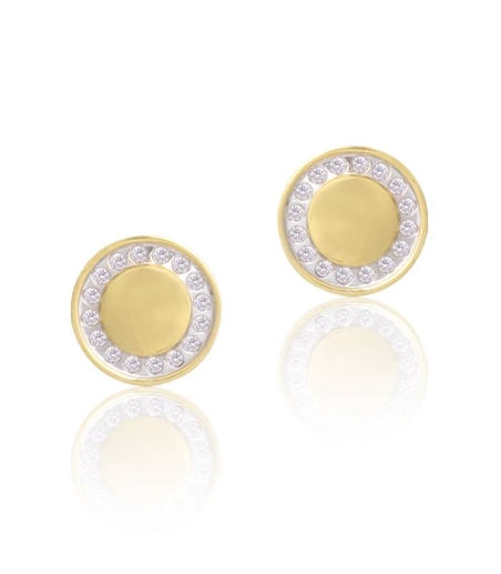 Pendientes Oro 18k redondos con circonitas