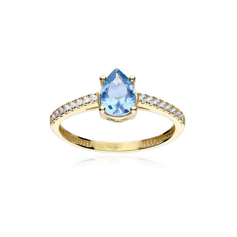 Anillo Oro 18k aguamarina y circonitas "Velia"