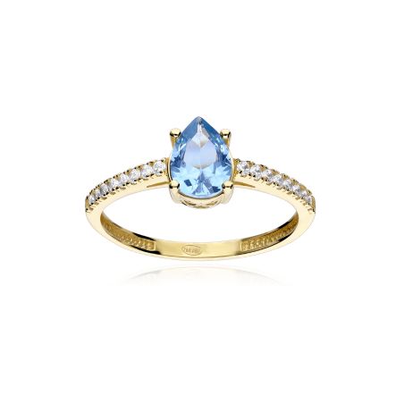 Anillo Oro 18k aguamarina y circonitas "Velia"