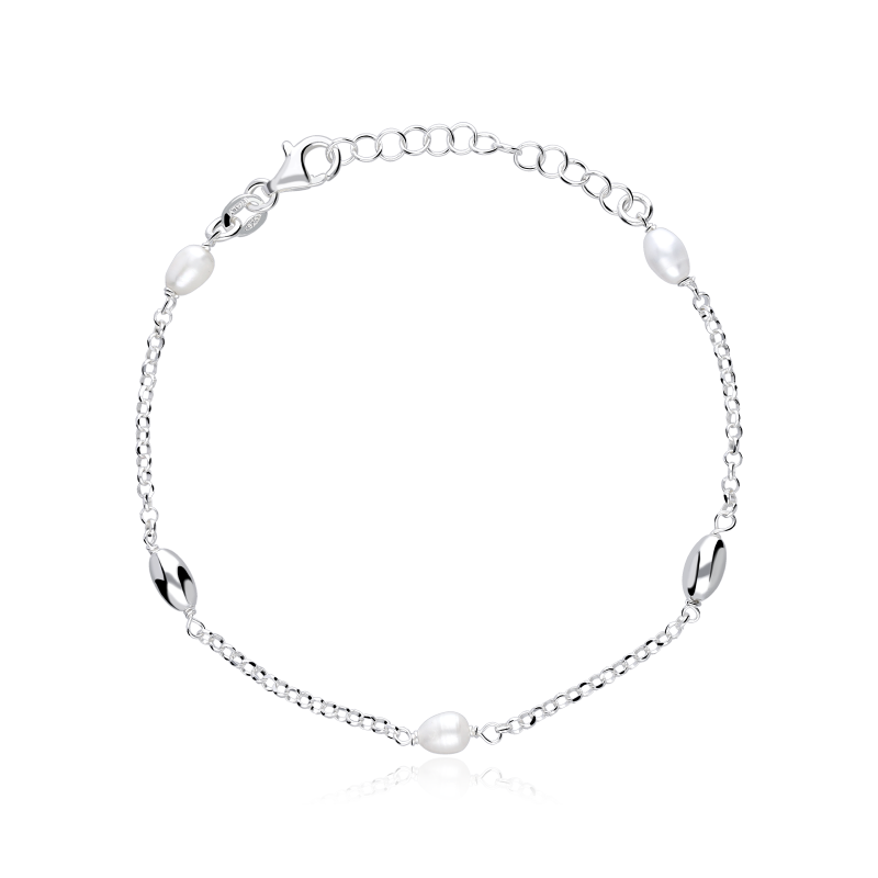 Pulsera plata de ley y perlas "Ayelén"
