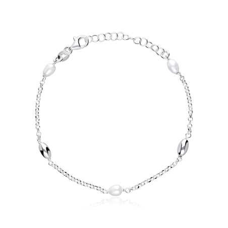 Pulsera plata de ley y perlas "Ayelén"