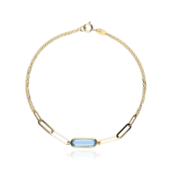 Pulsera Oro 18k Piedra Azul...