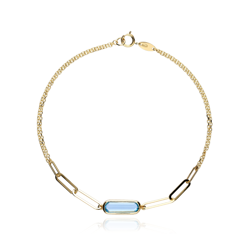 Pulsera Oro 18k Piedra Azul "Blau"