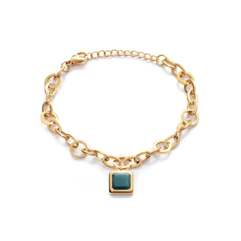 Pulsera Viceroy Chic acero dorado piedra verde 75148P01012
