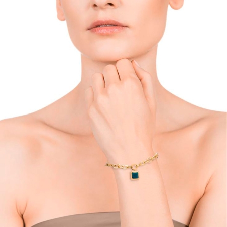 Pulsera Viceroy Chic acero dorado piedra verde 75148P01012