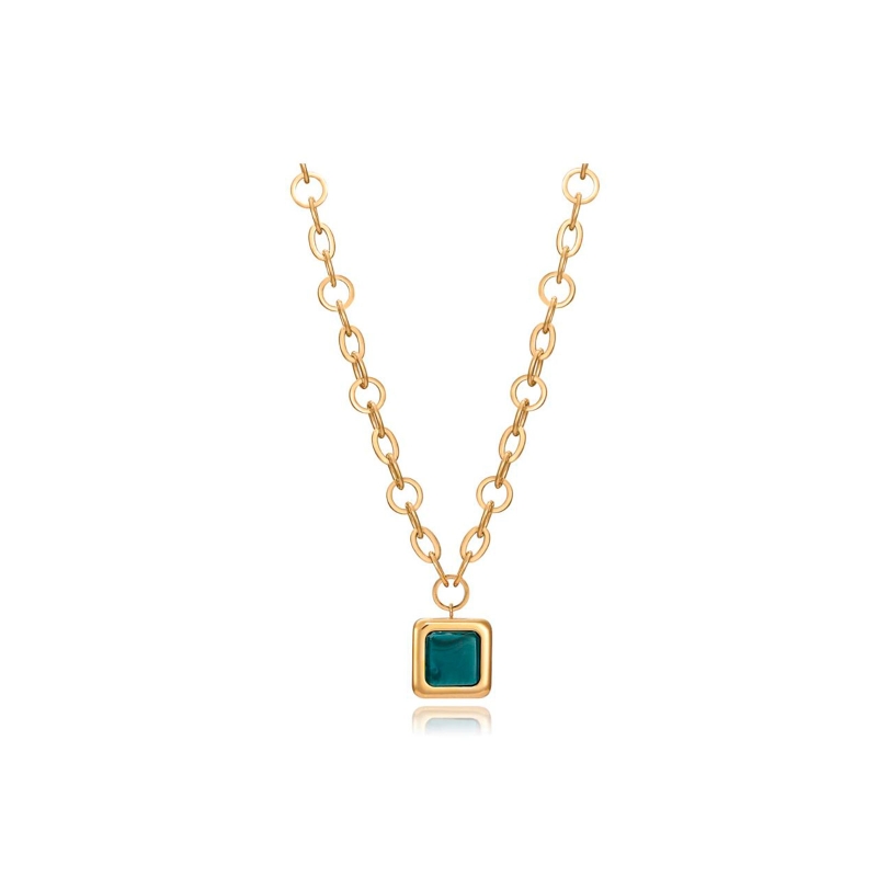 Collar Viceroy Acero dorado ip piedra verde 75148C01012