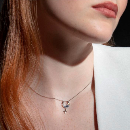 Collar Viceroy  plata con luna y circonitas 13225C000-30