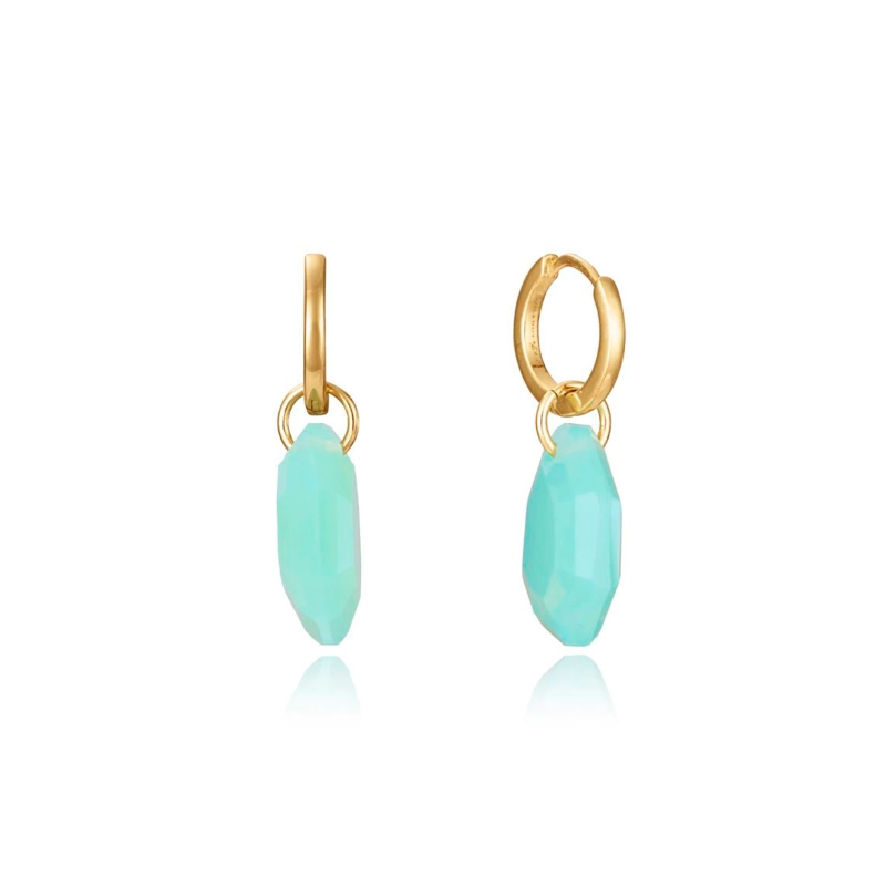 Pendientes Viceroy plata baño oro aro cristal verde 13229E100-52
