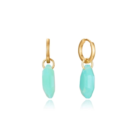 Pendientes Viceroy plata baño oro aro cristal verde 13229E100-52