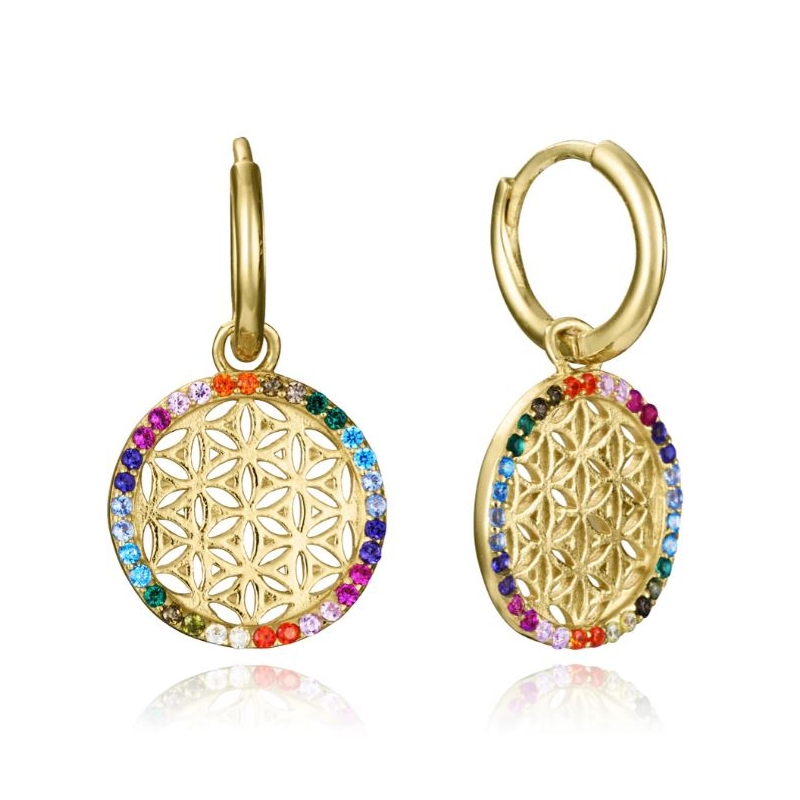 Pendientes Viceroy plata baño oro colgante redondo 15123E100-39