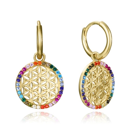 Pendientes Viceroy plata baño oro colgante redondo 15123E100-39