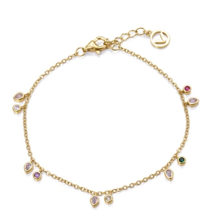 Pulsera Viceroy plata de ley baño oro con circonitas de color 9122P100-39