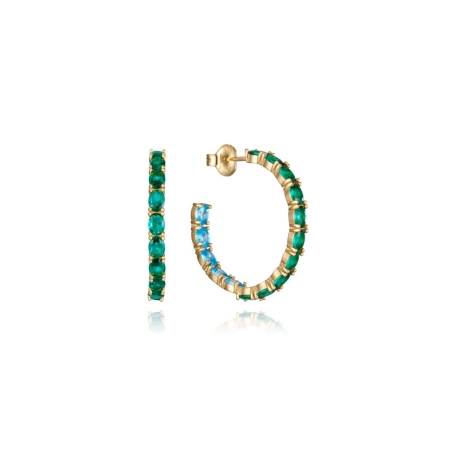 Pendientes Viceroy aro plata con baño de oro circonitas color azul y verde 13190E100-39