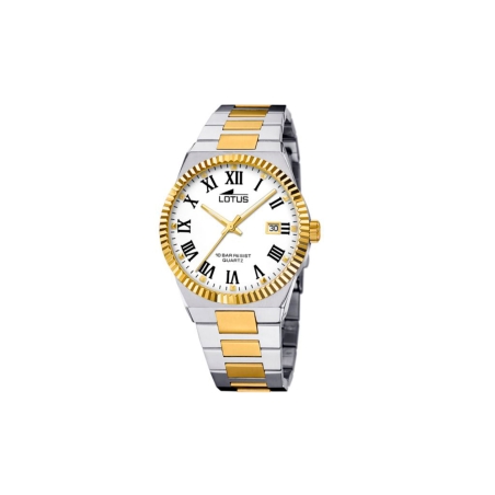 Reloj Lotus acero esfera blanca bicolor hombre 18836/4