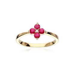 Anillo Oro 18k, rubíes y diamantes 0.01cts "Spring"