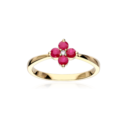 Anillo Oro 18k, rubíes y diamantes 0.01cts "Spring"