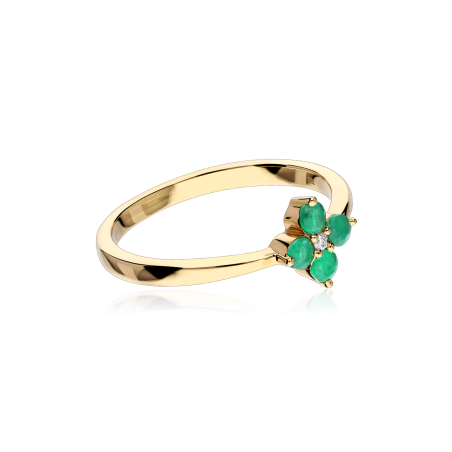 Anillo Oro 18k, esmeraldas y diamantes 0.01cts "Spring"