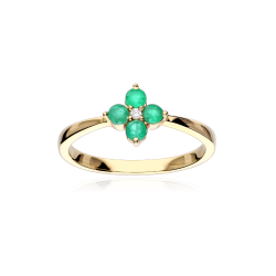 Anillo Oro 18k, esmeraldas y diamantes 0.01cts "Spring"