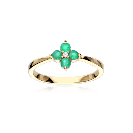 Anillo Oro 18k, esmeraldas y diamantes 0.01cts "Spring"