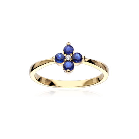 Anillo Oro 18k, zafiros y diamantes 0.01cts "Spring"