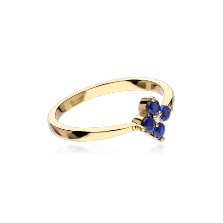 Anillo Oro 18k, zafiros y diamantes 0.01cts "Spring"