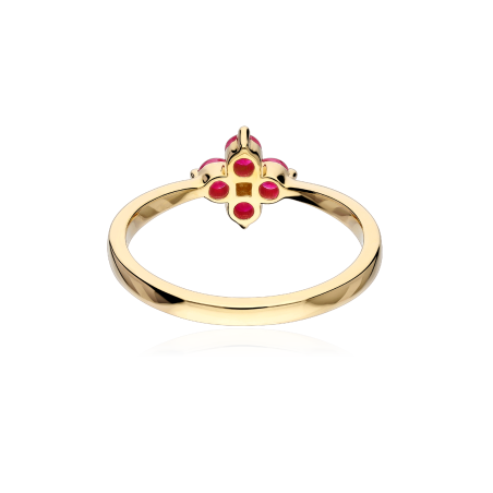 Anillo Oro 18k, rubíes y diamantes 0.01cts "Spring"