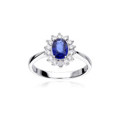 Anillo Oro 18k, zafiro y diamantes 0.31cts "Atherton"