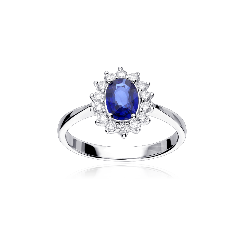 Anillo Oro 18k, zafiro y diamantes 0.31cts "Atherton"