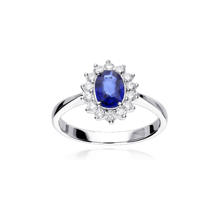 Anillo Oro 18k, zafiro y diamantes 0.31cts "Atherton"