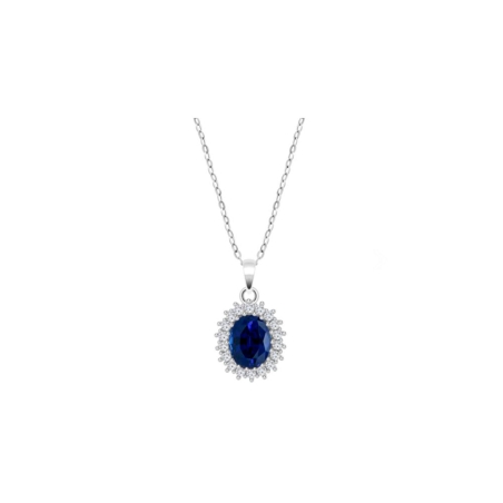 Collar Lotus circonitas y piedra azul LP3459-1/1