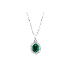 Collar Lotus circonitas y piedra verde LP3459-1/3