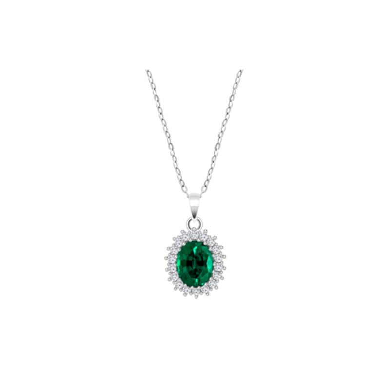 Collar Lotus circonitas y piedra verde LP3459-1/3